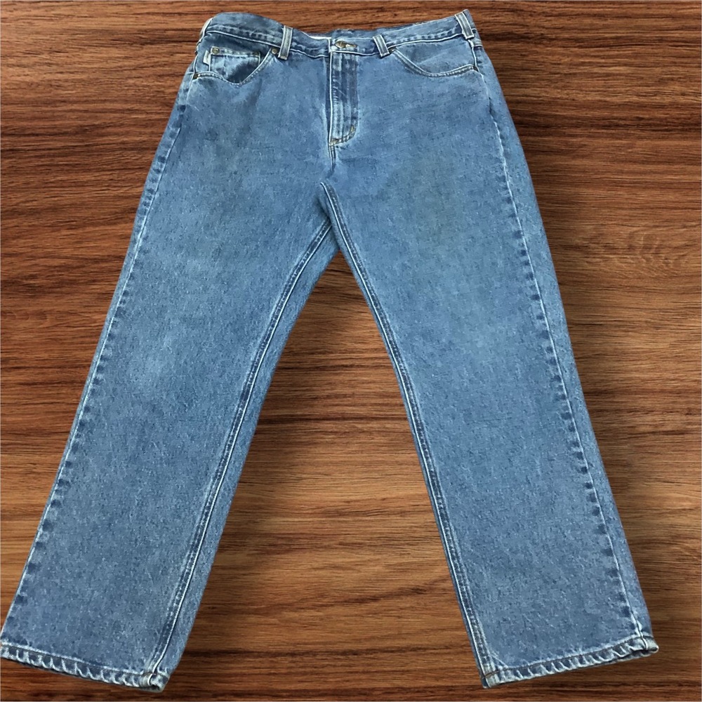 Carhartt B18-STW Mens Straight Leg Stonewash Blue Denim Jeans 36x30